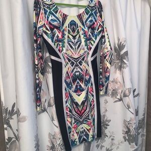 World of couture size M black/multi coloured body con dress form fitting